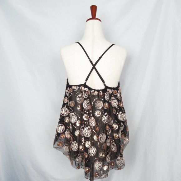 Anthropologie Let Me Be Sequin Embellished Tank Top Black - Small - Picture 6 of 13